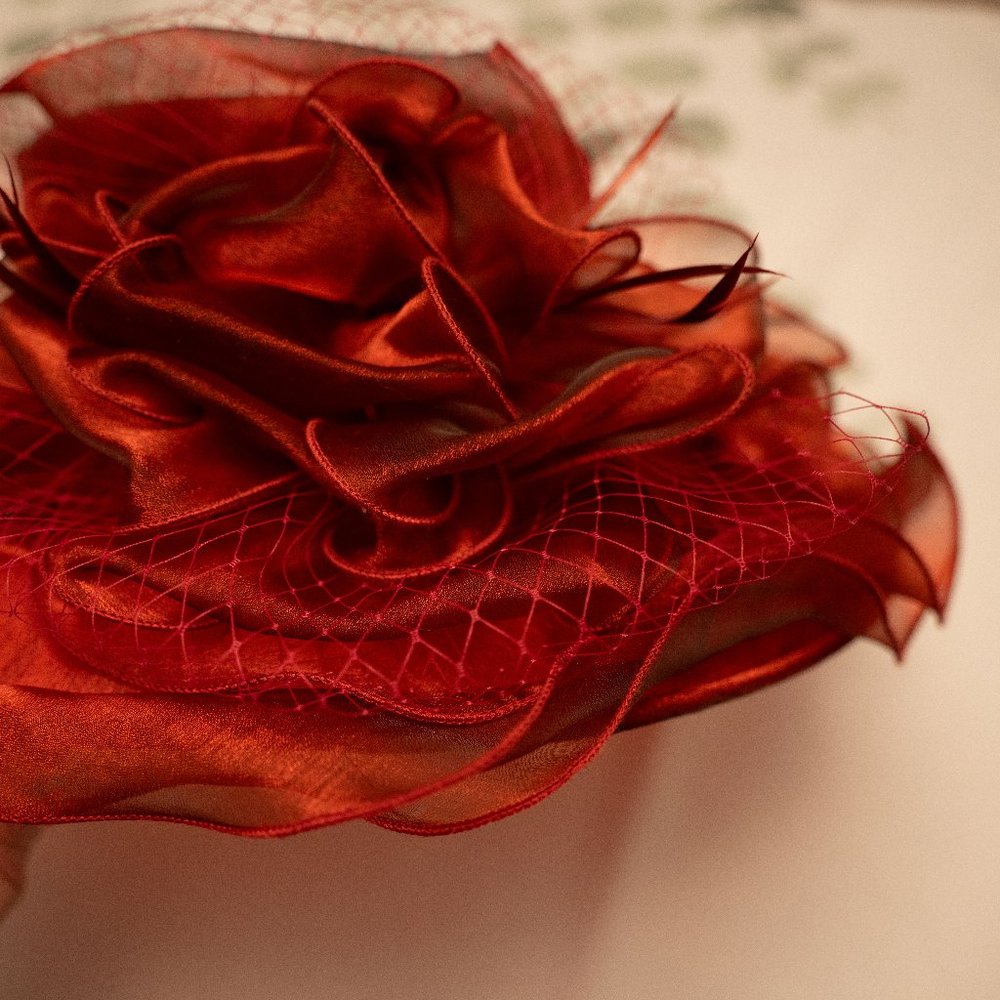 Forbusite - Red - Women's Derby Dress Fascinator Bridal Cap British Tea Party